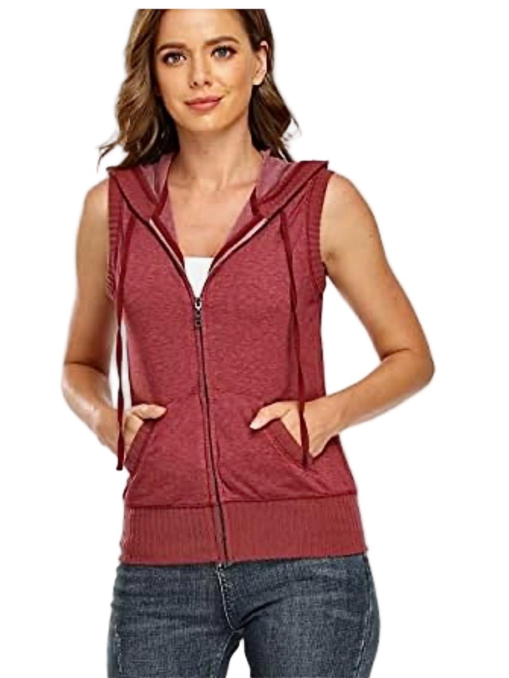 ☀️ DILGUL Jersey Full-Zip Hoodie Vest